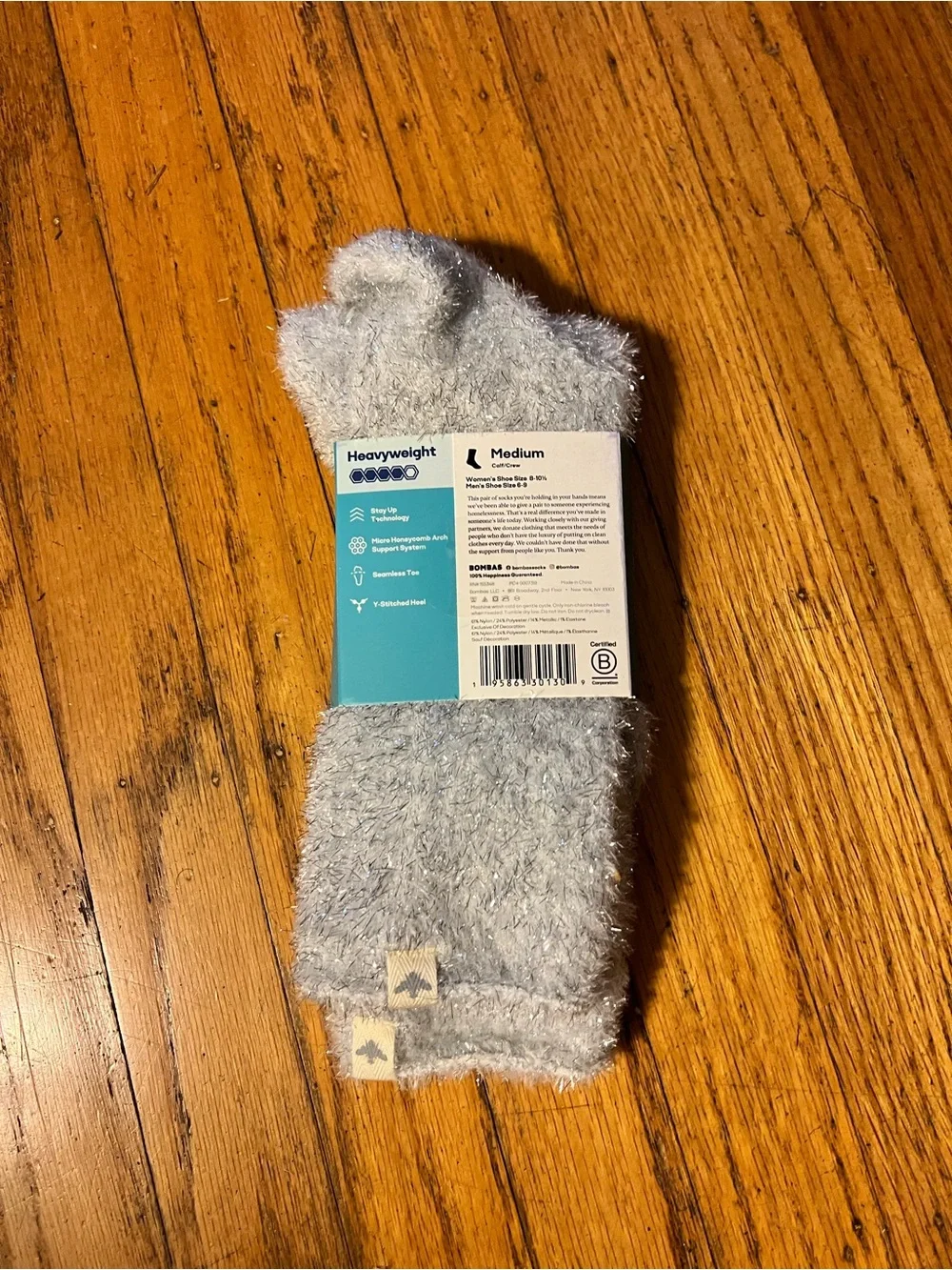 Bombas Women’s Fuzzy Calf Socks in Pink and Light Gray (2 pairs)